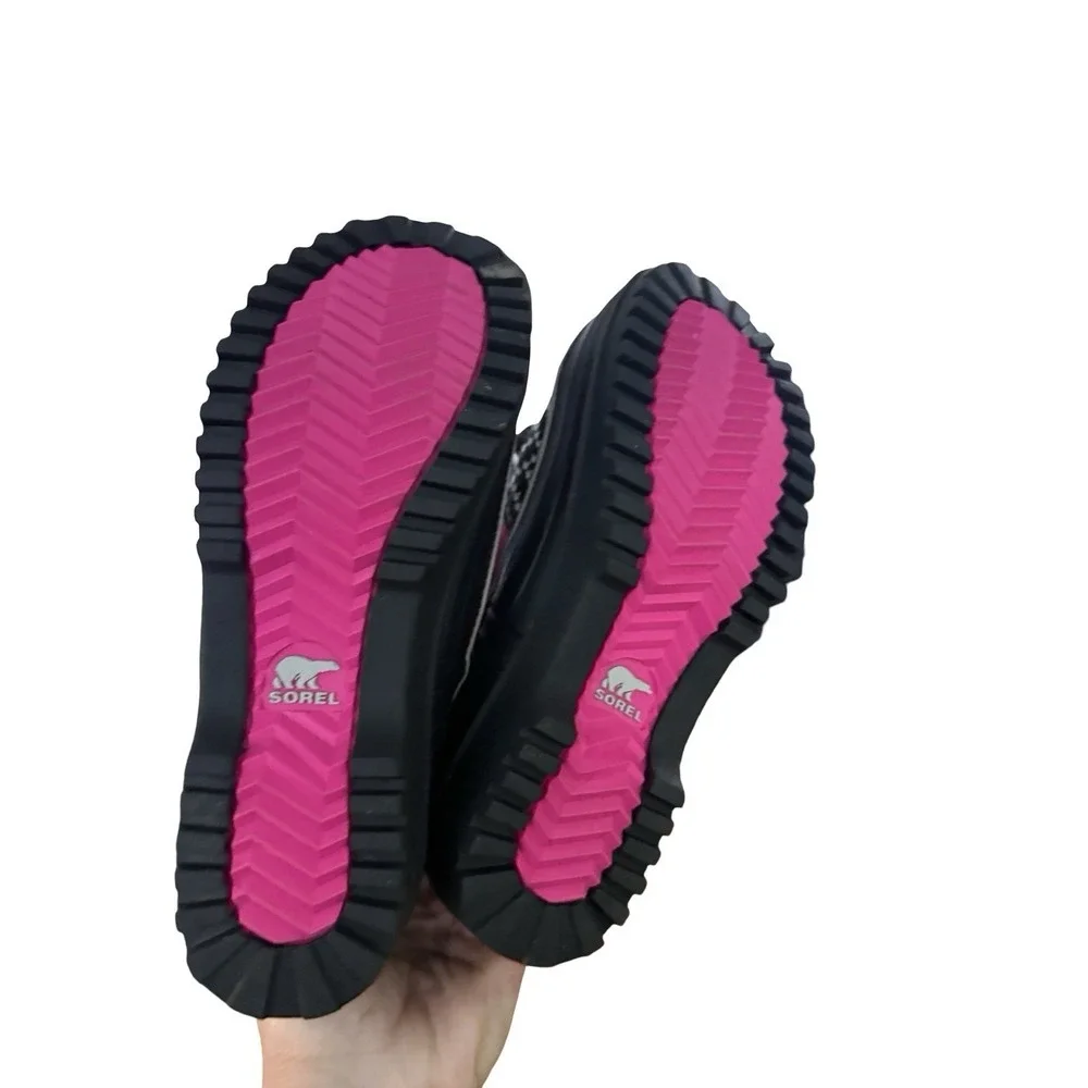 Sorel Tivoli III Waterproof Winter Boots Insulated Pink/Black Tweed‎ Girls Sz 2